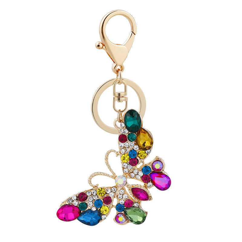 Wholesale Zinc Alloy Crystal Diamond Colorful Butterfly Keychain